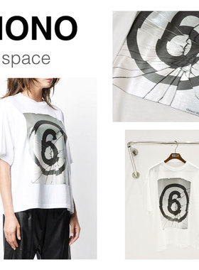 国内现货Maison Margiela MM6裂纹数字6印花logo宽松圆领短袖T恤