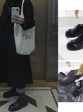 爆款国内现货秋季Marsell纯手工系带圆头厚底作旧复古德比鞋单鞋