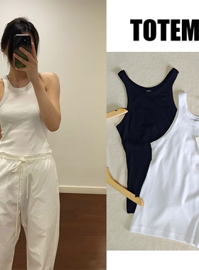 25春夏新款国内现货TOTEME经典款有机棉螺纹吊带背心百搭打底衫