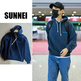 2025春季国内现货SUNNEI徽标字母logo印花抽绳连帽衫长袖卫衣