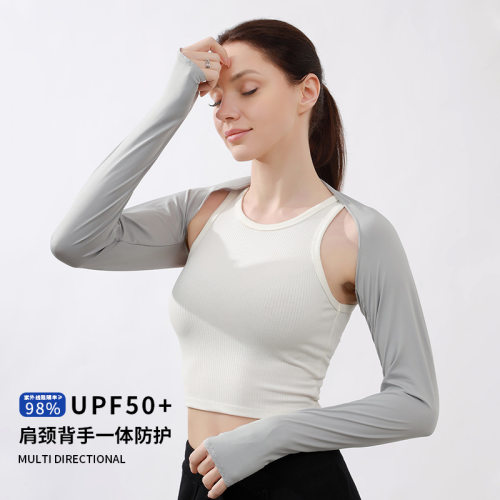 防紫外线防晒披肩冰丝一体连指袖