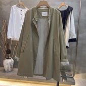 风衣设计感休闲宽松纯色中长款 韩版 翻领外搭外套上衣 新款 2026春季
