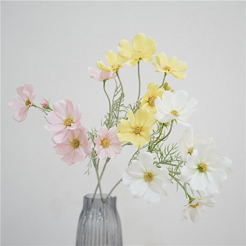 自然系仿真花单枝公主波斯菊手捧花束花艺师插花空间陈设摄影道具