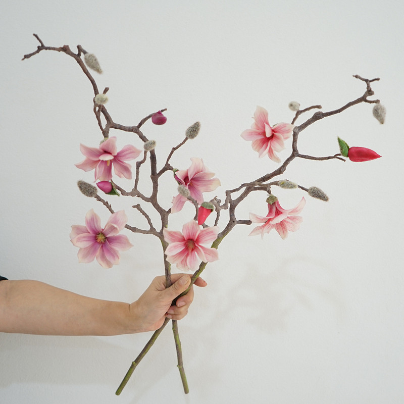 新中式玉兰花家居餐桌摆放花禅意仿真花婚庆花卉软装陈列摄影道具