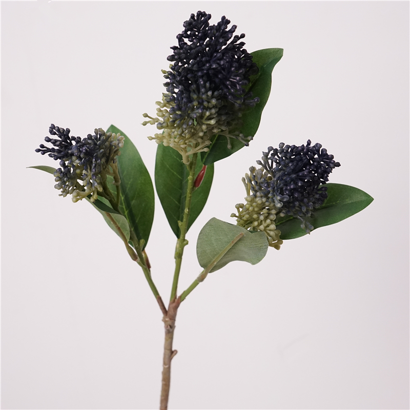 带叶3头小葱花高品质仿真花家居装饰假花摆件拍摄道具花艺