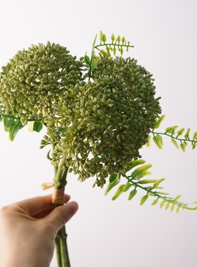 森系仿真花绿色燕麦果 拍摄道具家居装饰摆件手工质感假花艺