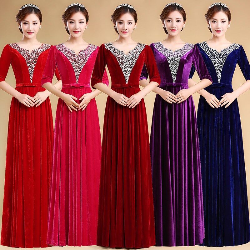 2019新款大合唱演出服女長裙絲絨合唱團指揮主持人宴會晚禮服長款在類目 女裝/女士精品, 婚紗/旗袍/禮服, 禮服/晚裝中 - 來自Buy2taobao.com提供專業的淘寶代購服務