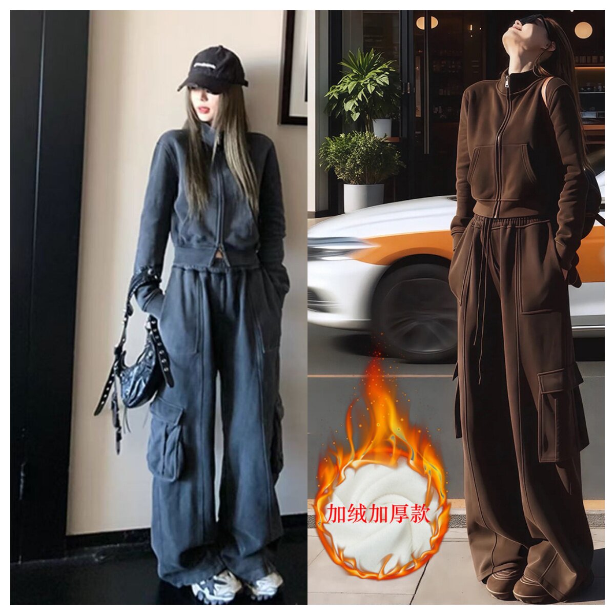 2026冬季加绒女卫衣运动两件套