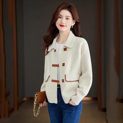 春秋季针织外套女2025新款爆款小个子短款针织开衫洋气毛呢上衣厚
