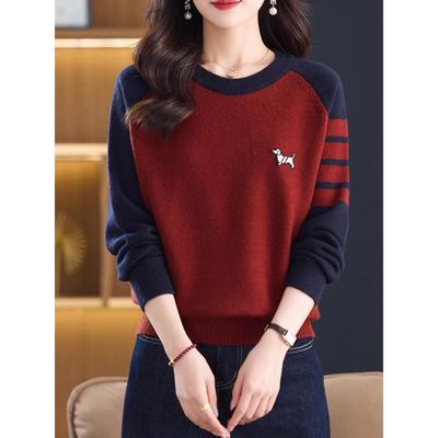 洋气小个子短款针织毛衣女士2025新款秋冬爆款宽松拼接打底衫上衣