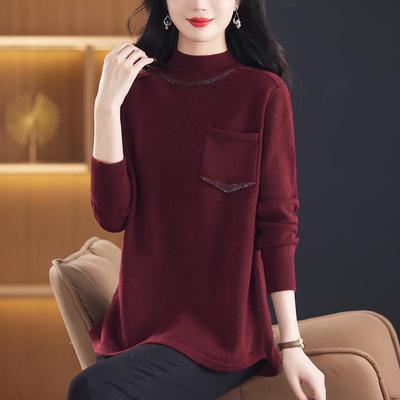 中长款毛衣女士宽松秋冬2025新款小个子妈妈遮屁股洋气针织打底衫