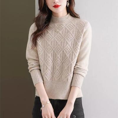 半高领毛衣女2025年秋冬新款宽松时尚短款洋气加厚针织打底衫外穿