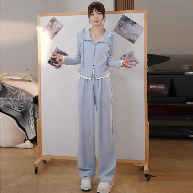 韩版时尚运动服套装女士2025年秋季新款网红爆款外套阔腿裤两件套