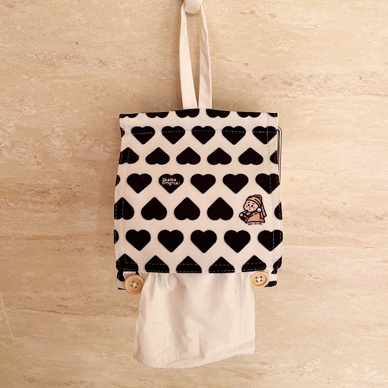 喝珍珠奶茶的女孩ins卷纸盒布艺卷筒纸巾盒卫生间壁挂式抽纸盒子