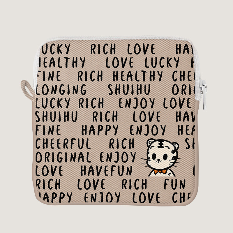 原田小老虎原创ins英文字母零钱包小众设计感耳机收纳包卡包定制