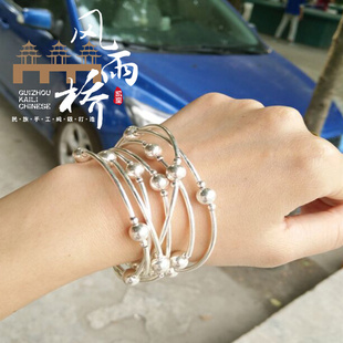 【苗乡风雨桥】99纯银手工千丝万缕弯管足银手链项链时尚个性简约