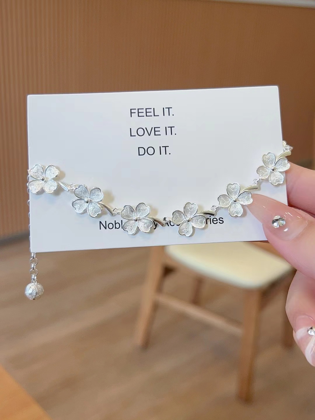 贵州手工银饰纯银手链999足银花丝四叶草手链民族风国风情人礼物