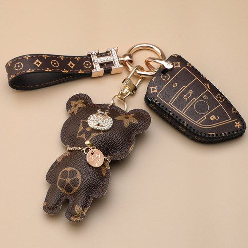 经典老花皮包 宝马车钥匙套专用扣 高档奢华