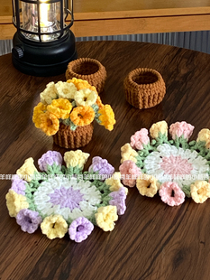 DIY郁金香花杯垫毛线手工材料包自制礼物钩织零基础文艺精致简单