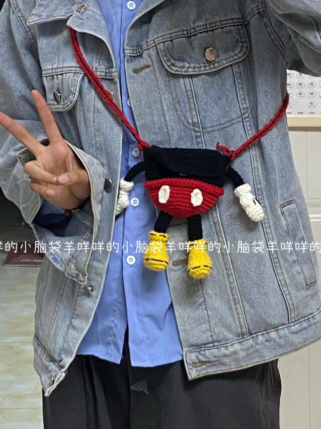 DIY迷你米奇斜挎包毛线编织材料包自制礼物可爱手工钩针迪士尼
