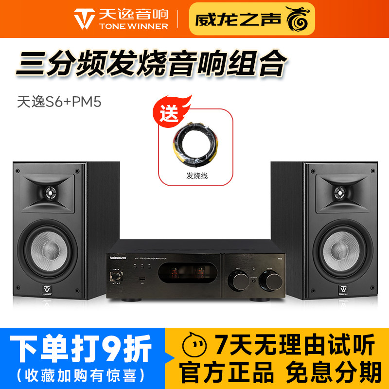 天逸童笛S6+PM5高保真音箱胆机功放组合hifi发烧无源桌面音