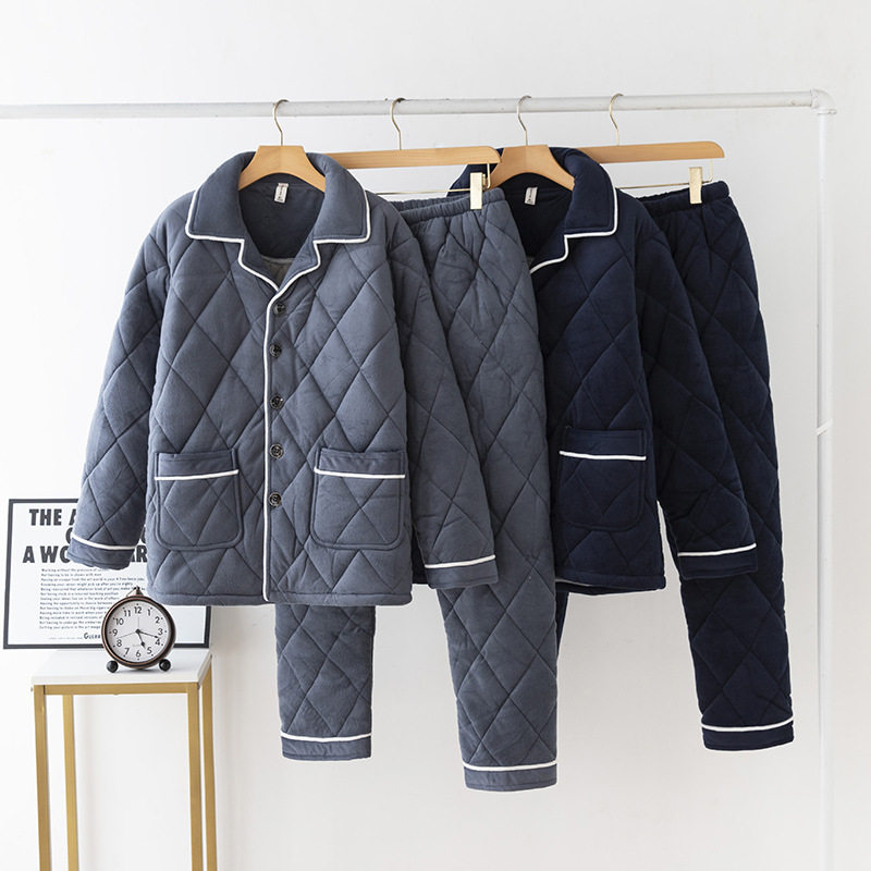 亦绚珊瑚绒夹棉睡衣冬季三层超加厚加绒保暖套装冬天冬款家居服RR
