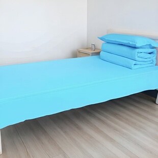 单位军训学校上下铺单人湖兰被套3件套 单件 学生涤纶湖蓝色 床单