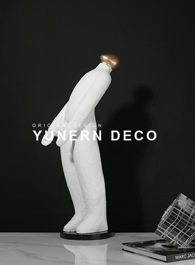 简约现代风白色抽象书房人像雕塑