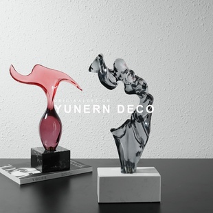 现代轻奢抽象舞者摆件艺术客厅卧室装饰品创意大理石底座桌面摆设