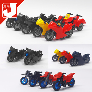 小颗粒积木人仔拼装 积木MOC两轮摩托车越野车赛车玩具零配件50860