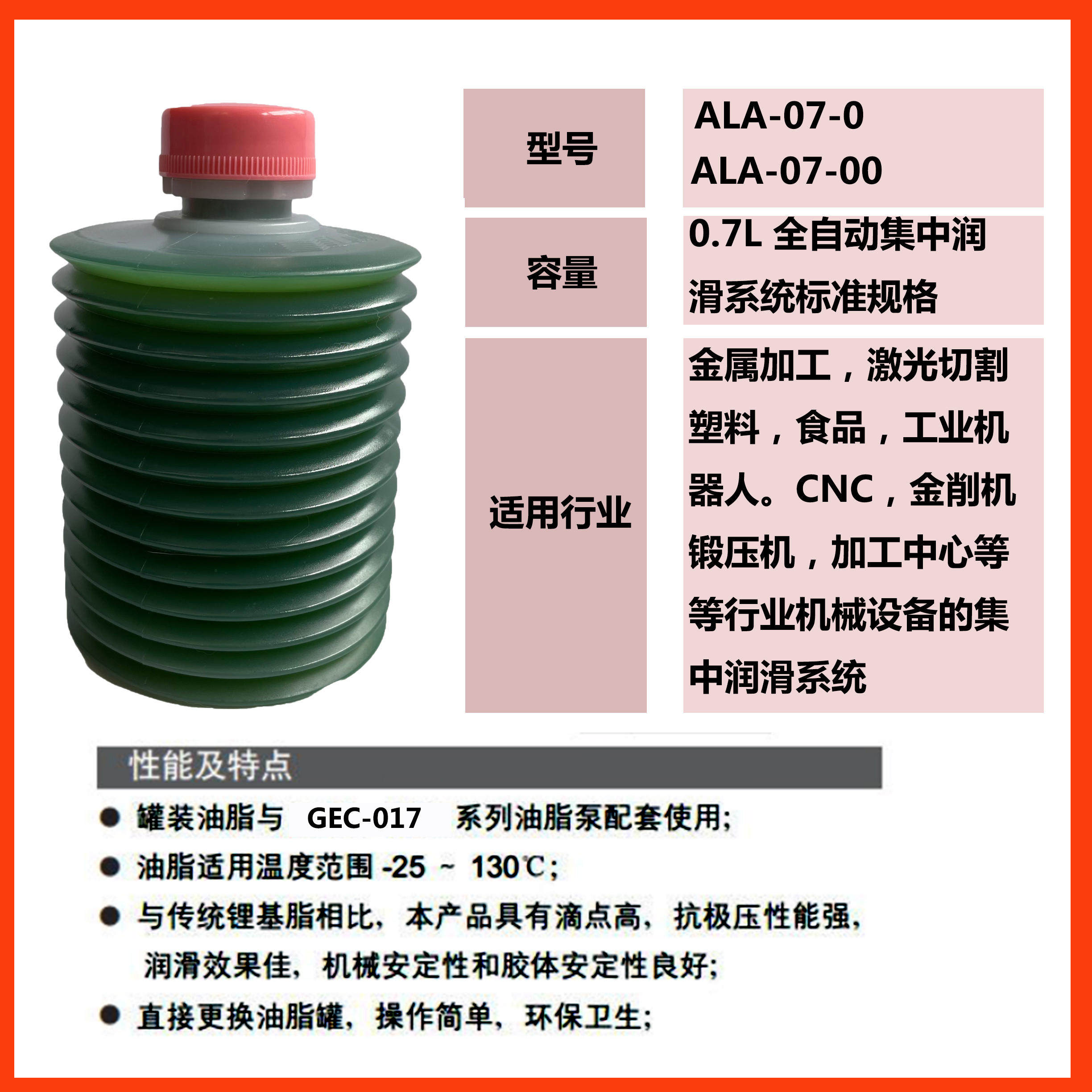 封边机CNC加工中心机床导轨油脂