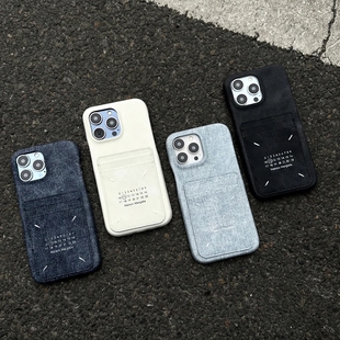 怪兽ins风小众马吉拉牛仔苹果17插卡手机壳iPhone16promax高级感新款15创意14pro女款13全包12软壳保护套