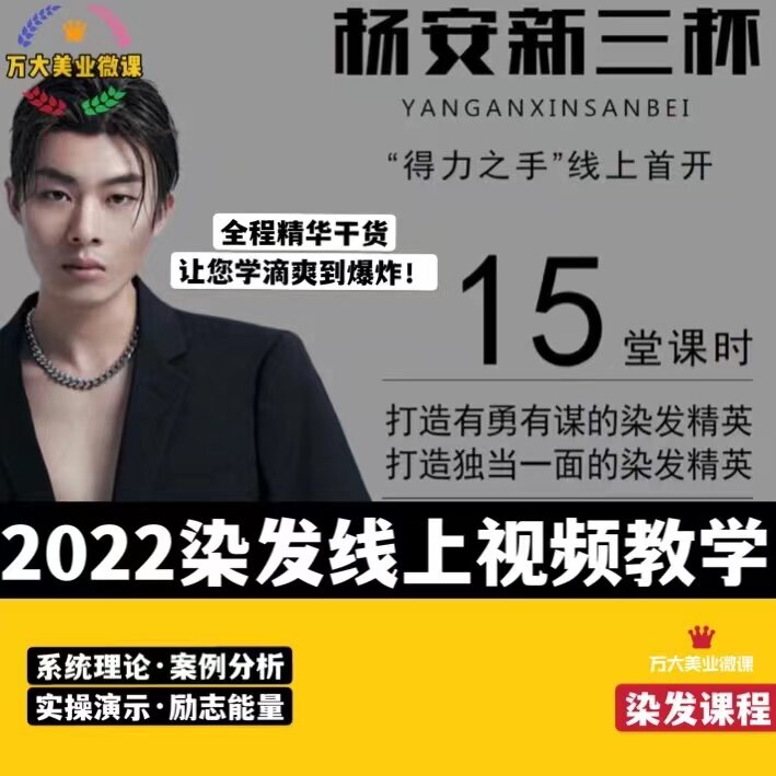 2022新三杯杨安染发教学系统理论实操颜色课程美发线上视频15课时