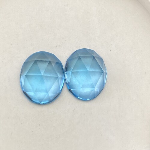 玫瑰切 天然瑞士蓝托帕石椭圆形平底 5ct 10x12mm全净体非常漂亮