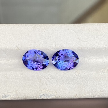 4A 色天然坦桑石宝石裸石戒指 配对耳钉 4.79ct戒面裸石 彩色宝石