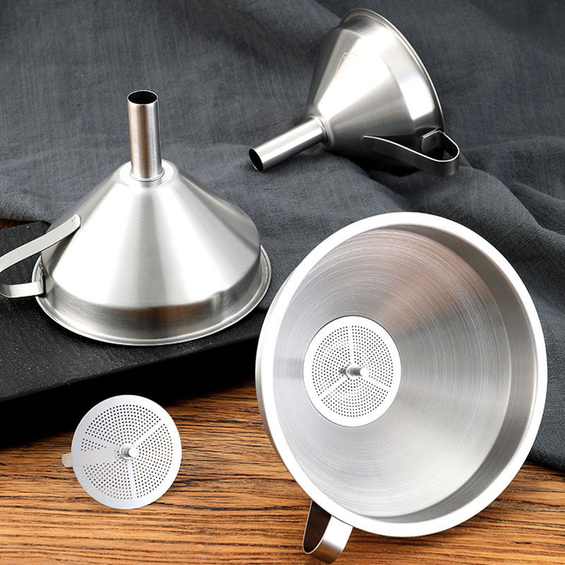 304不锈钢漏斗大小口径漏酒器细孔过滤器网油漏家用厨房倒油漏斗