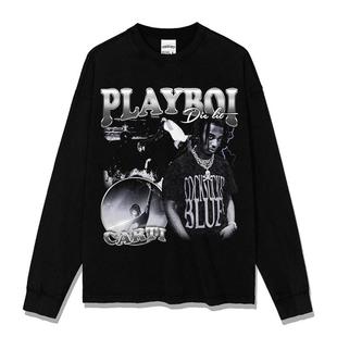 Playboi carti印花短袖T恤hiphop欧美嘻哈重磅纯棉圆领连帽卫衣