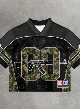 BlueStore新款男装休闲美式圆领短袖数码印花修身套头男式T恤