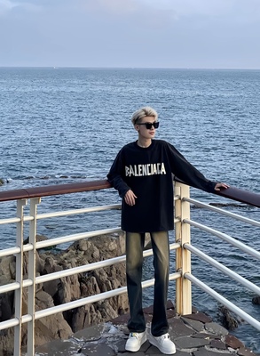 渐变黄泥蓝牛仔裤网红同款