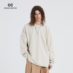 Organic OE原始情绪 Emotion圆领卫衣不规则解构拼接休闲宽松上衣