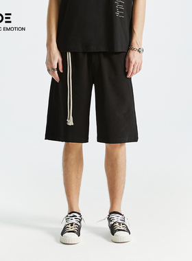 Organic Emotion针织五分裤拆卸腰带设计垂感宽松短裤 OE原始情绪