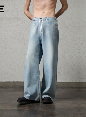 【黄子弘凡同款】ORGANIC EMOTION浅色系涂层刺绣水洗A型牛仔裤OE