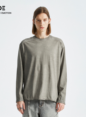 Organic Emotion长袖T恤日系脏染做旧破坏风宽松上衣 OE原始情绪