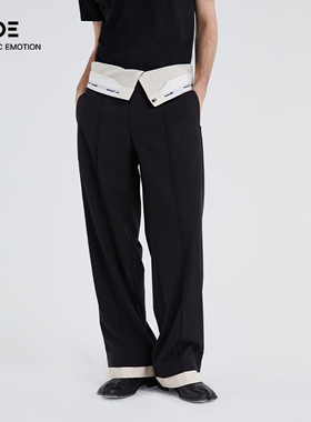 Organic Emotion休闲西裤原创外翻设计阔腿抗皱长裤 OE原始情绪