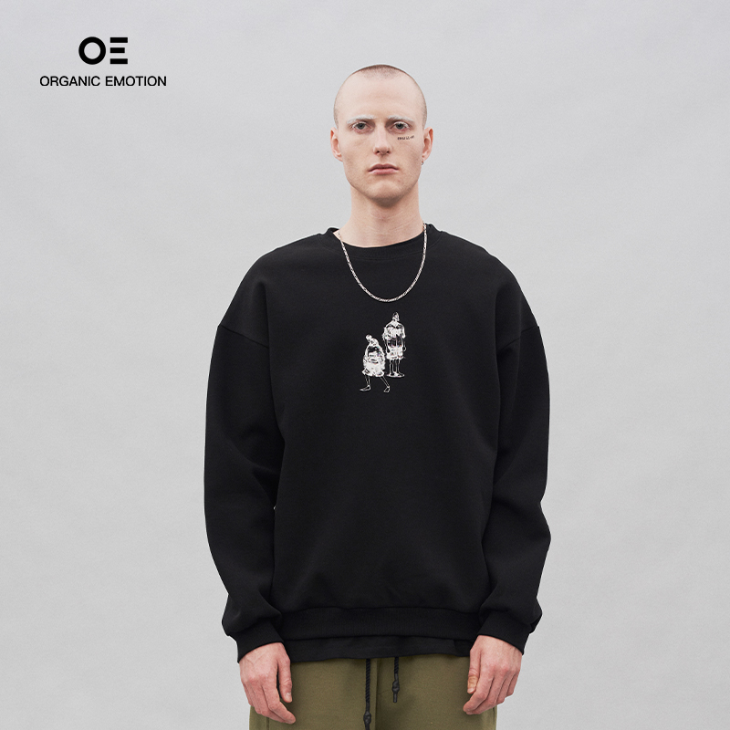 朋克印花oversize圆领卫衣