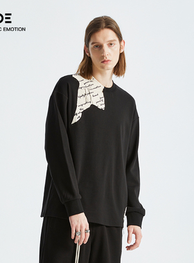 Organic Emotion圆领卫衣oversize拼接破坏刺绣上衣 OE原始情绪