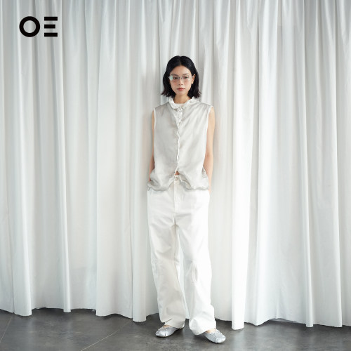OE双层薄纱铝丝无袖衬衫背心