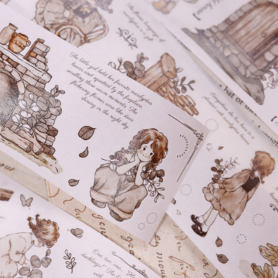 小白家文创盐铺新版小镇秘语轻复古盐系人物和纸PET切模手帐胶带