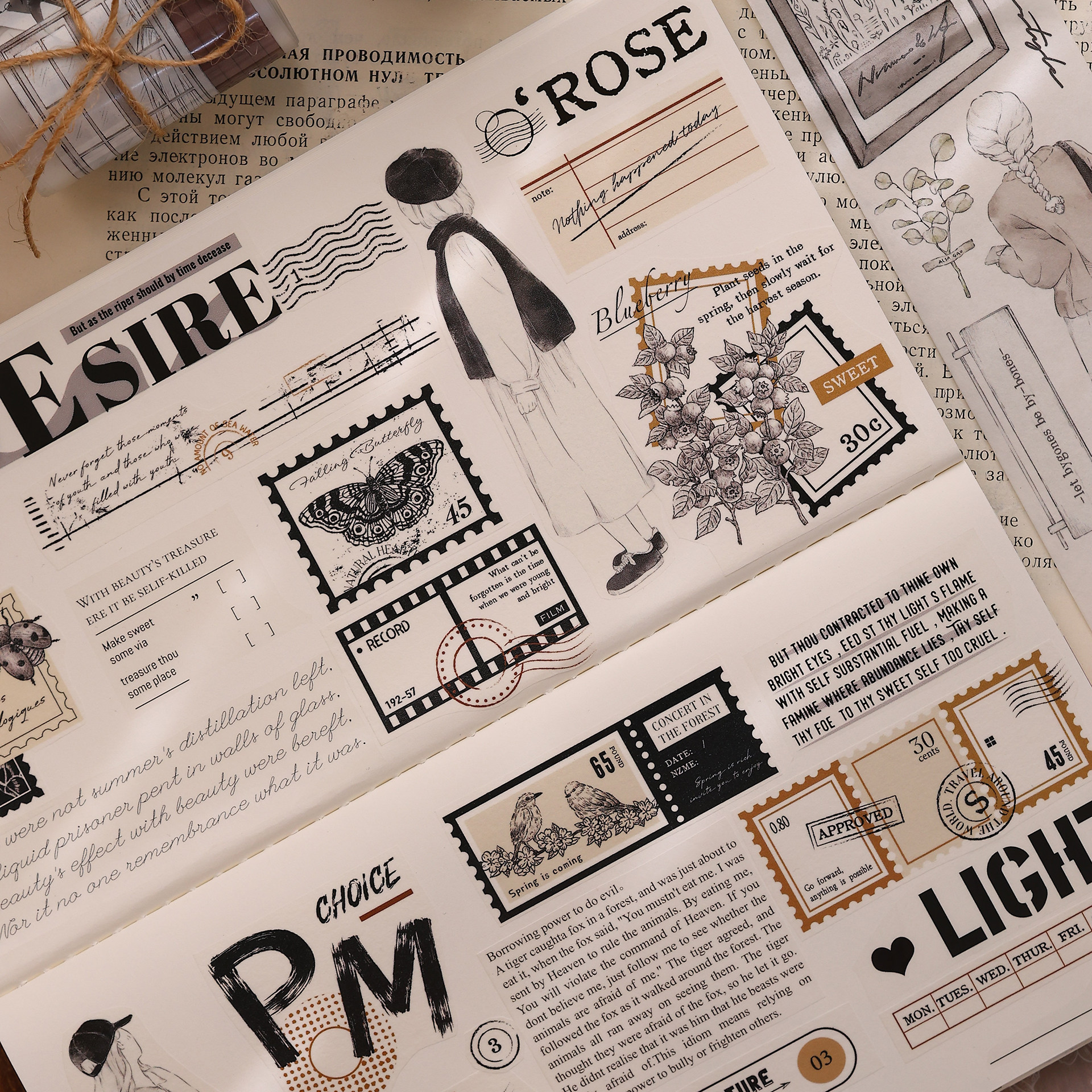 小白家文创新品【瞻望】轻复古黑白人物小物和纸PET手帐拼贴胶带,文具电教/文化用品/商务用品,和纸胶带,淘宝优惠券,粉丝福利购,淘宝优惠卷