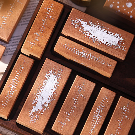 小白家文创原创沙比利红橡胶手帐基础百搭打底轻复古盐系木质印章